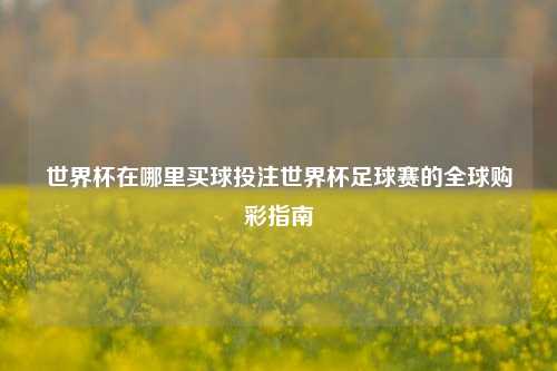 世界杯在哪里买球投注世界杯足球赛的全球购彩指南