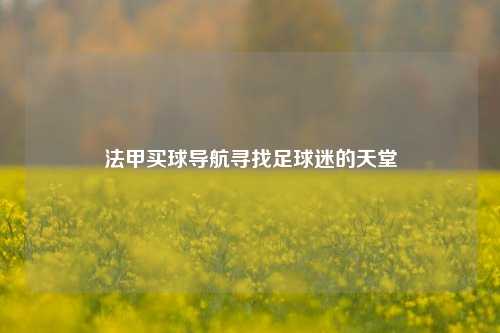 法甲买球导航寻找足球迷的天堂