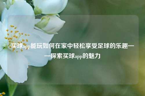 买球app能玩如何在家中轻松享受足球的乐趣——探索买球app的魅力