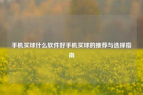 手机买球什么软件好手机买球的推荐与选择指南
