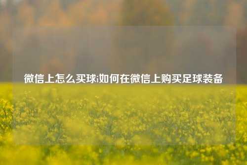 微信上怎么买球i如何在微信上购买足球装备
