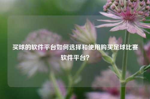 买球的软件平台如何选择和使用购买足球比赛软件平台？