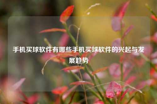 手机买球软件有哪些手机买球软件的兴起与发展趋势